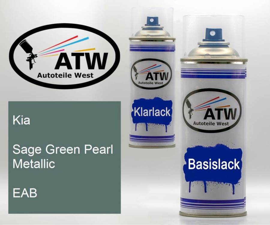 Kia, Sage Green Pearl Metallic, EAB: 400ml Sprühdose + 400ml Klarlack - Set, von ATW Autoteile West.